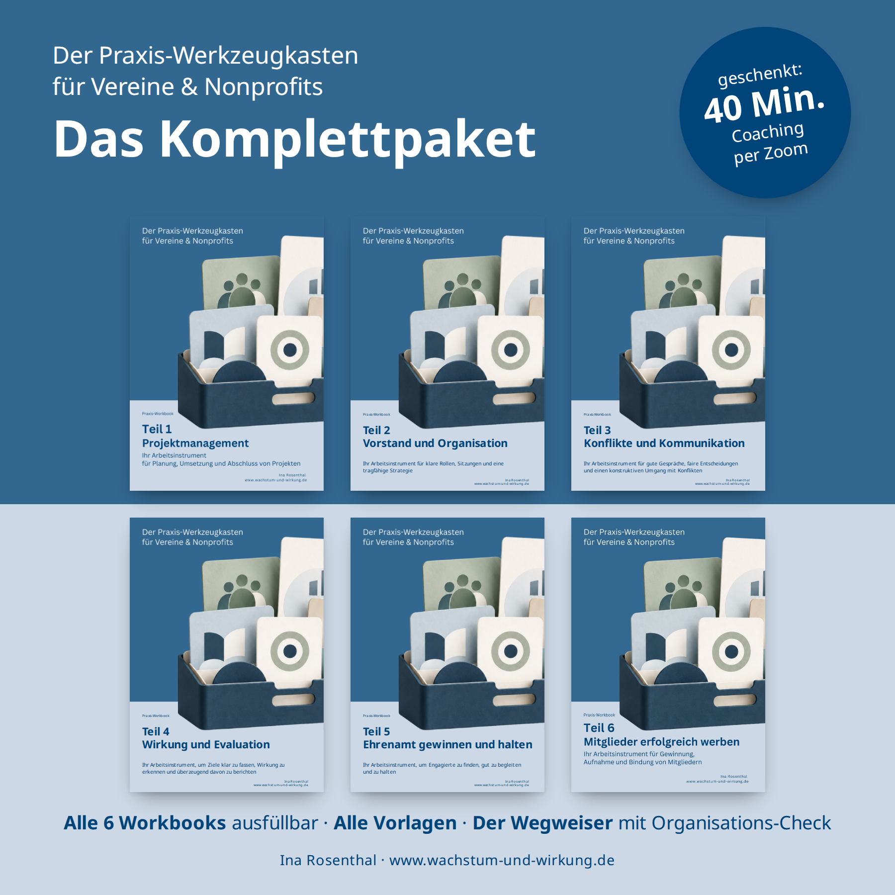 Alle sechs Teile der Reihe Der Praxis-Werkzeugkasten für Vereine & Nonprofits